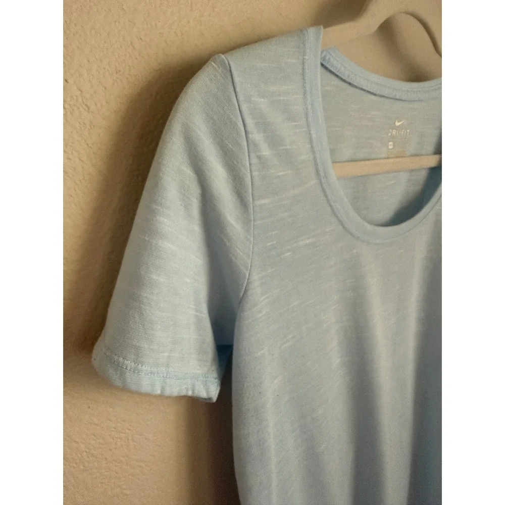 Nike Dri-FIT Scoop Neck T-Shirt Womens XS Light Blue Excellent Slub Knit Top